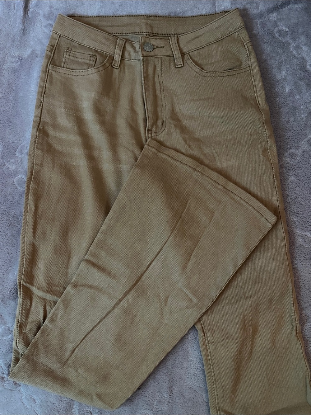 SHEIN Tan Flared Wide-Leg Jeans